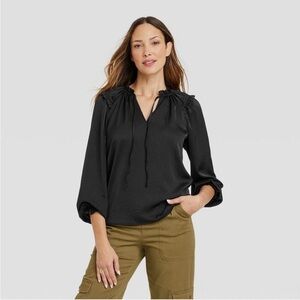 Knox Rose Women's Long Sleeve Satin Top